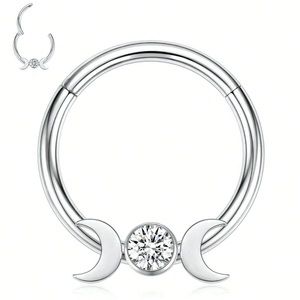 💫1Pc 16g 18k Gold Plated over 316Surgical Steel Septum Nose /Cartilage R…